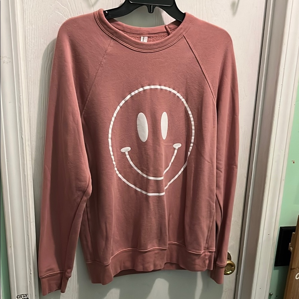 Bella Canvas Pink Crew Neck Sweater with Playful Design